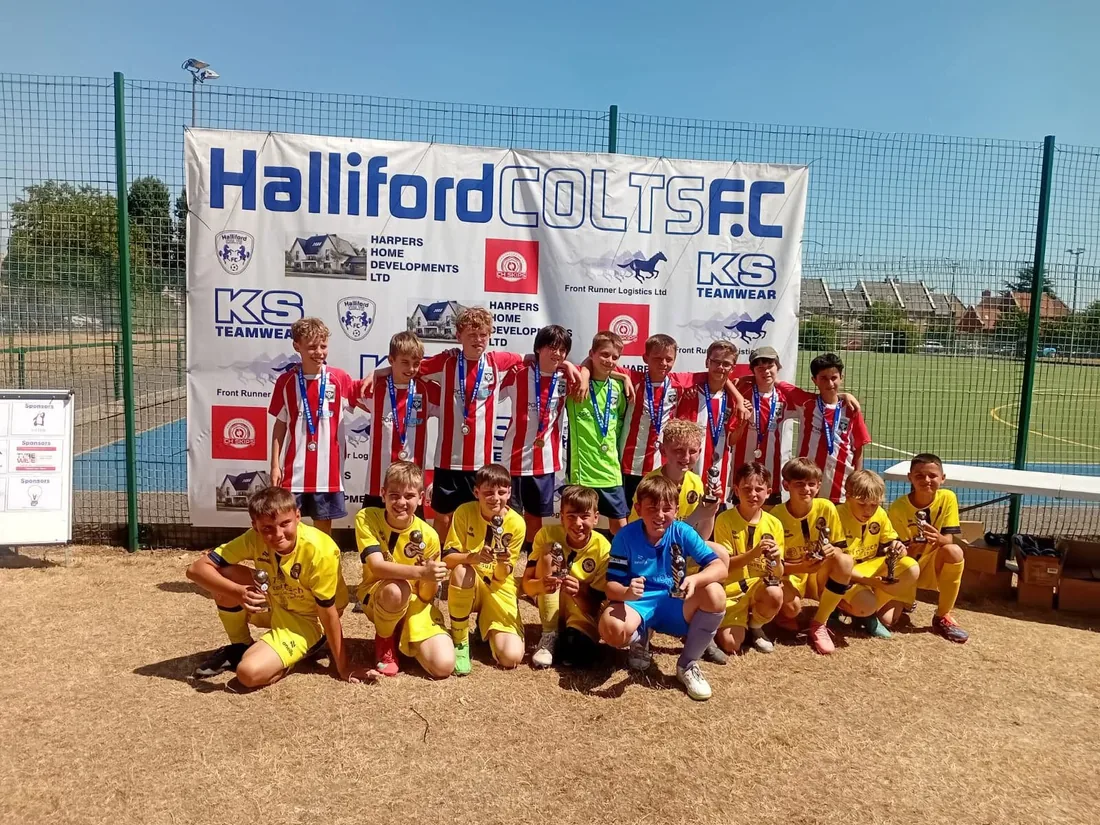 Players with their medals at the Halliford Colts tournament.