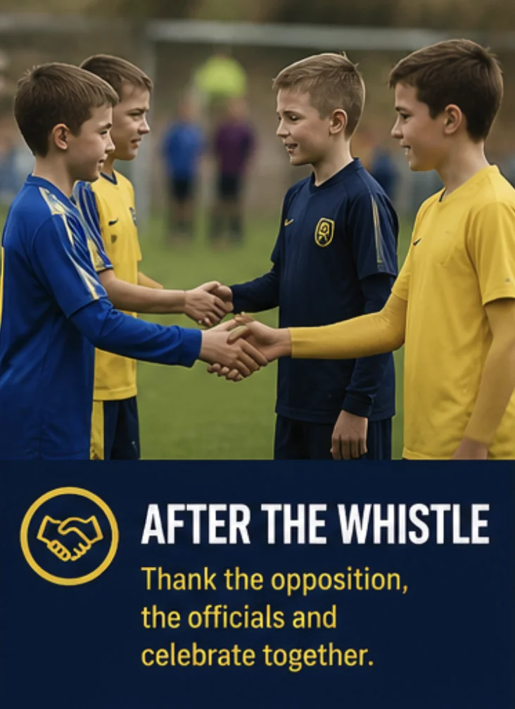 After the whistle — thank the opposition, the officials and celebrate together.
